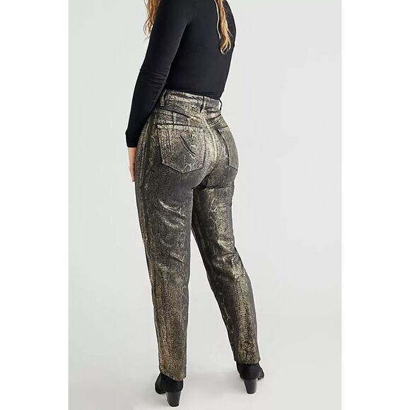 Free People x We The Free CRVY Georgine Foil Jeans Size 27 - Picture 1 of 6